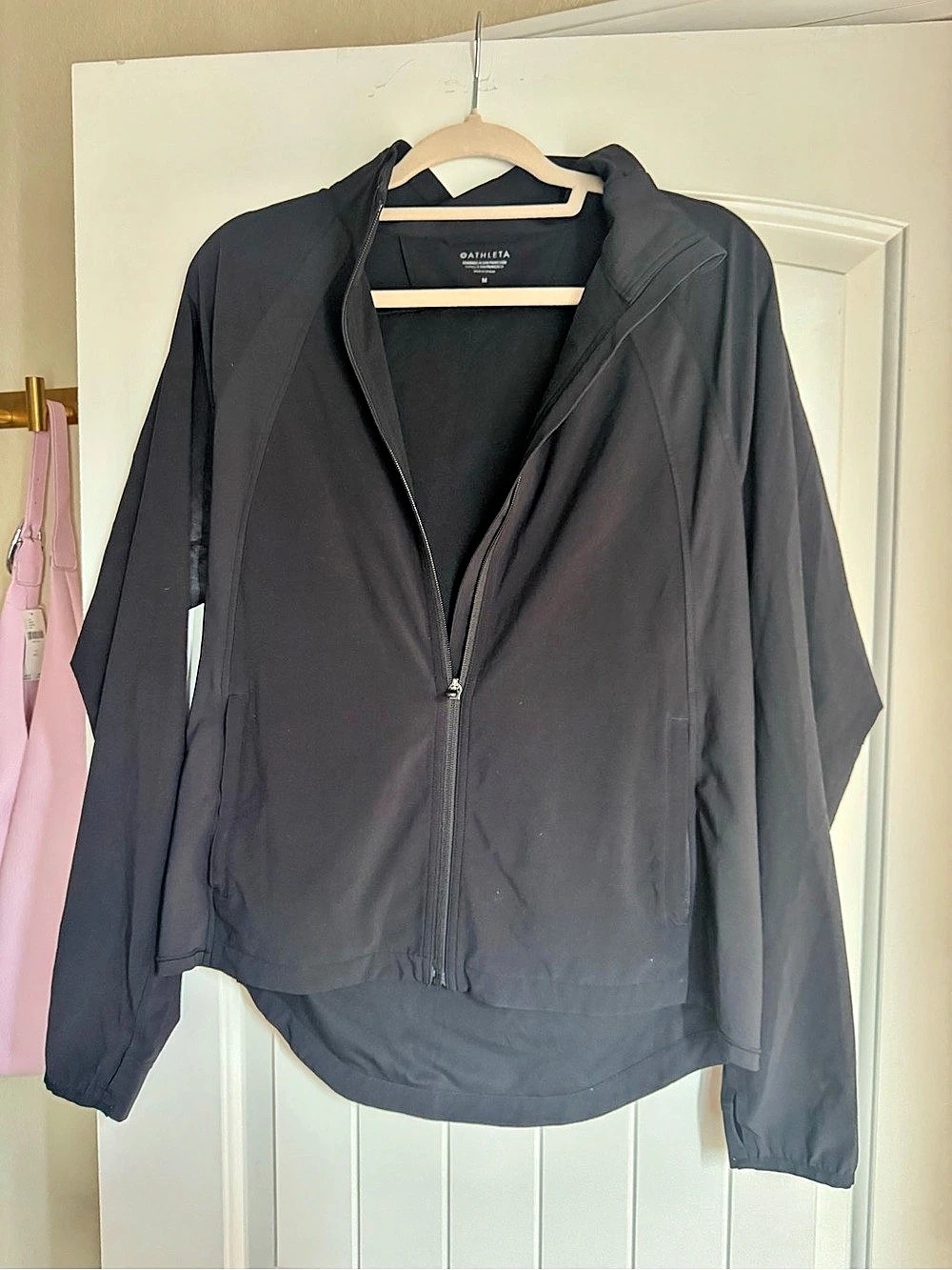 Athleta Sprint Finish Jacket Black Zip Front Size Medium